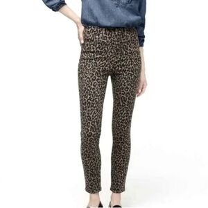 J. Crew 10" High-Rise Toothpick Leopard Brown Black Denim Jeans 25 Like New